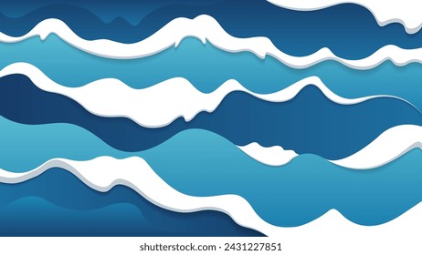 Paper art abstract wave background, vector illustration