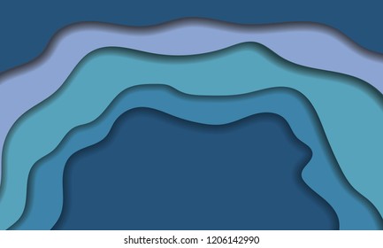 Paper art abstract waves Modern origami design template