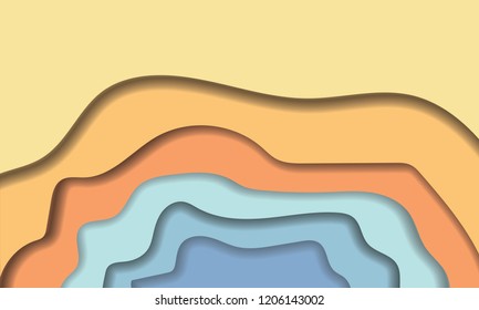Paper art abstract waves Modern origami design template