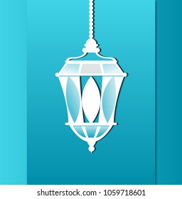 Paper art Arabic Lantern. Islamic Lamp. Vector illustration for Ramadan (islamic blessed month)