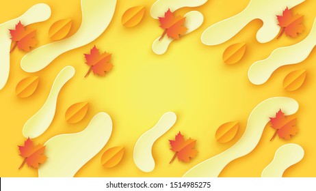 Paper art of Autumn background and place text space. Background design for Autumn. paper cut and craft style. vector, illustration.