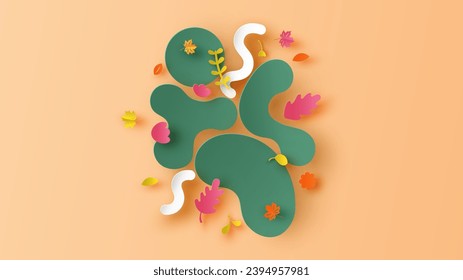 Paper art of Autumn background and place text space. Background design for Autumn. paper cut and craft style. vector, illustration.