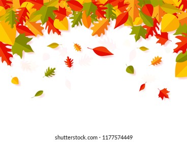 Paper art of Autumn leaves falling background. Vector illustration