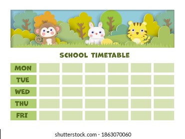 arte de papel de vuelta al horario escolar.