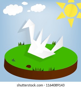 Paper art bird vector