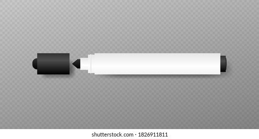 Paper art black color felt-tip pen set on white background. Vector illustration.