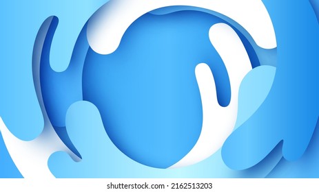 Paper art of blue swirl water. Water splash with blank space. paper cut and craft style. vector, illustration.