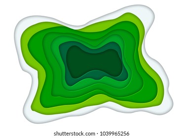 Paper art cartoon abstract waves in realistic trendy craft style. Abstract geometry layered vector illustration. 3d paper carving styled art. Great template for banner, ad, poster, presentation.