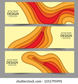Paper art cartoon abstract waves. Paper carve background. Modern origami design template. Vector illustration. 3d paper layers, sea waves
