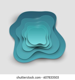 Dibujo de arte de papel con olas abstractas en un estilo de arte moderno y realista. Plantilla moderna de diseño de origami. Concepción de inspiración o idea para sus proyectos. Ilustración vectorial.