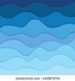 Paper art cartoon sea waves. Vector illustration