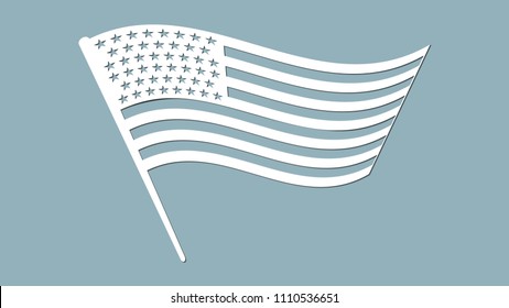 paper art carve flag, vector, illustration. USA flag. Laser cutting