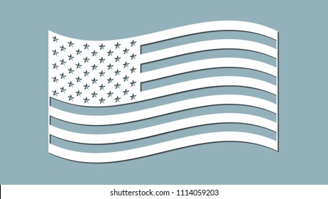 paper art carve flag, vector, illustration. USA flag. Laser cutting