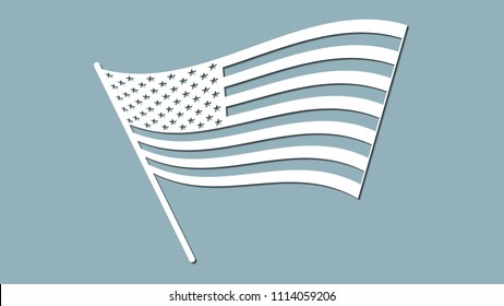 paper art carve flag, vector, illustration. USA flag. Laser cutting