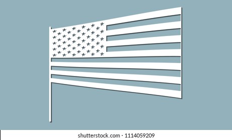 paper art carve flag, vector, illustration. USA flag. Laser cutting