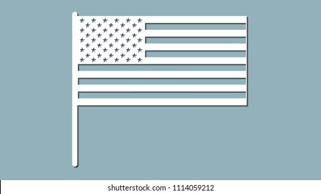 paper art carve flag, vector, illustration. USA flag. Laser cutting