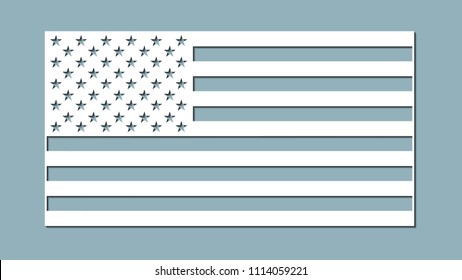 paper art carve flag, vector, illustration. USA flag. Laser cutting