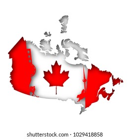 Paper art carves the concept of Canada. Vector illustration. Abstract logo. Isolated icon. Background of Canada. 10 EPS