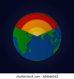 Paper art carving of Structure Modeling of the Earth’s Mantle, the section of the earth's crust.Element of this image is furnished by NASA, vector art and illustration.