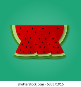 Paper art carving of Watermelon. vector art and illustration.