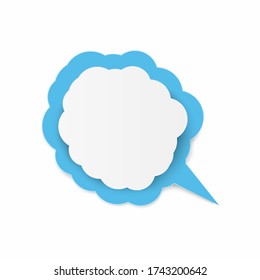 Paper art with cloud. Copy space. Speech Bubble, White blank hanging.