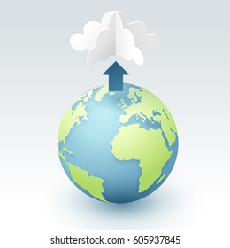Paper art of cloud network, internet and global connection concept, vector art and illustration.