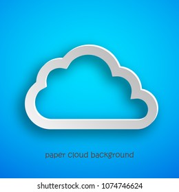 Paper art of the cloud on blue background. Vector illustration. Abstract background with cloud