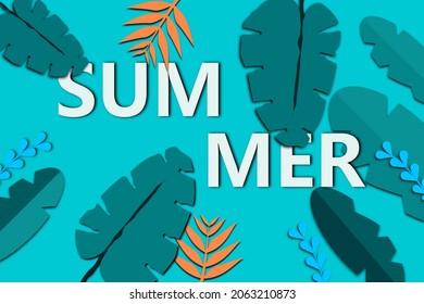 paper art Colorful Summer background layout banners design.