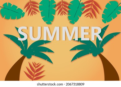 paper art Colorful Summer background layout banners design.