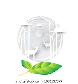 Paper art with a concept of conservation to green.