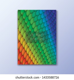 Paper art cover, rainbow circles pattern. Vector flyer design