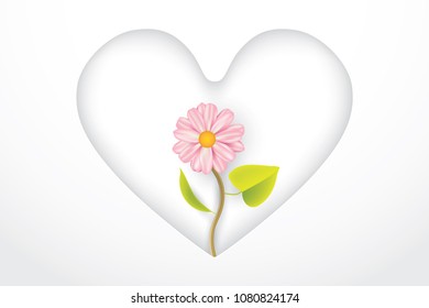 Paper art craft vector. Nature and save environment concept in big heart illustration