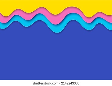 Paper art curve Vector Abstract Background in colorful. Abstract Paper cuts with blue, pink, green.
