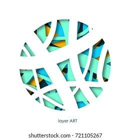 Paper art cut in a circle layers. Colorful background. Paper art cut out style for presentations, flyers, posters and banners.