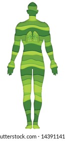 Paper art , cut and craft style of green lungs in the human body as Ecology, fresh air, Life and environment conservation creative idea concept. Vector illustration.