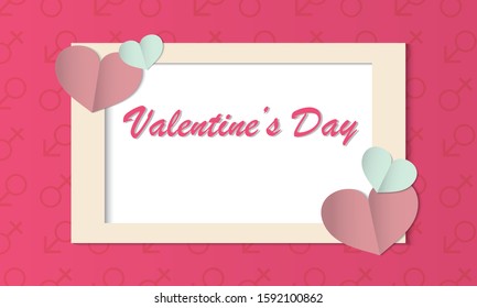 Paper art cutting with Flame or border for input Picture and decorate with red paper cutting. Gender sign in background.Vector of love for Happy Women's, Valentine's Day, birthday greeting card design