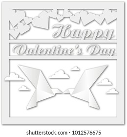 Paper art design to couple birds, origami concept and Valentine's day idea, vector art and illustration.

