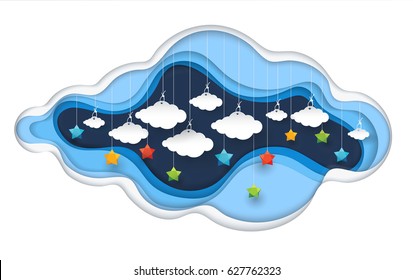 Paper Art design element with City go green ,save world concept,paper art,vector illustration
