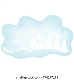 Paper Art design element with winter landscape. Save world concept, paper art,vector illustration.