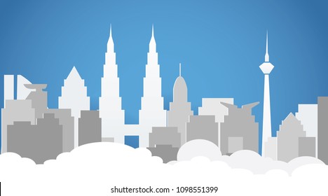 Paper art design of Kuala Lumpur cityscapes