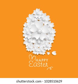 Paper art easter egg background. Origami flower. Vector stock