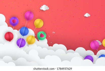 Paper art of falling cupcake, Happy birthday celebrate, art and illustration. 