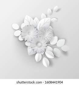 Paper art floral background. Vector eps 10.