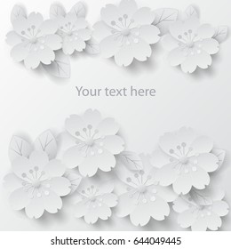 Paper art floral background. Vector stock.