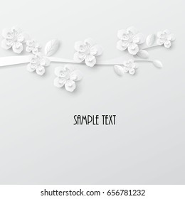 Paper art floral background. Vector stock.
