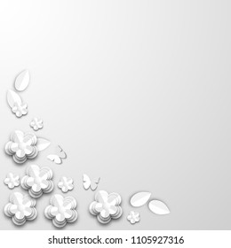 Paper art flower background. Origami flower. Vector stock