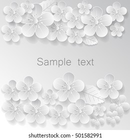 Paper art flower background. Vector stock.