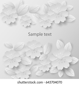 Paper art flower background. Vector stock.