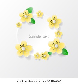 Paper art flower frame. Vector stock.