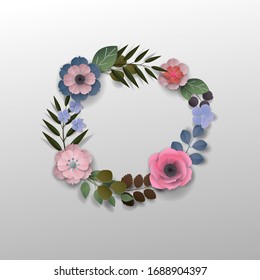 Paper art flowers background, bouquet, 3d rendering.